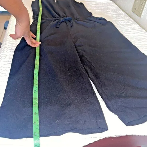 Cottinfab Black Ladies Rayon Drawstring Waist Women's 3/4th Jumpsuit Size M - Picture 7 of 10